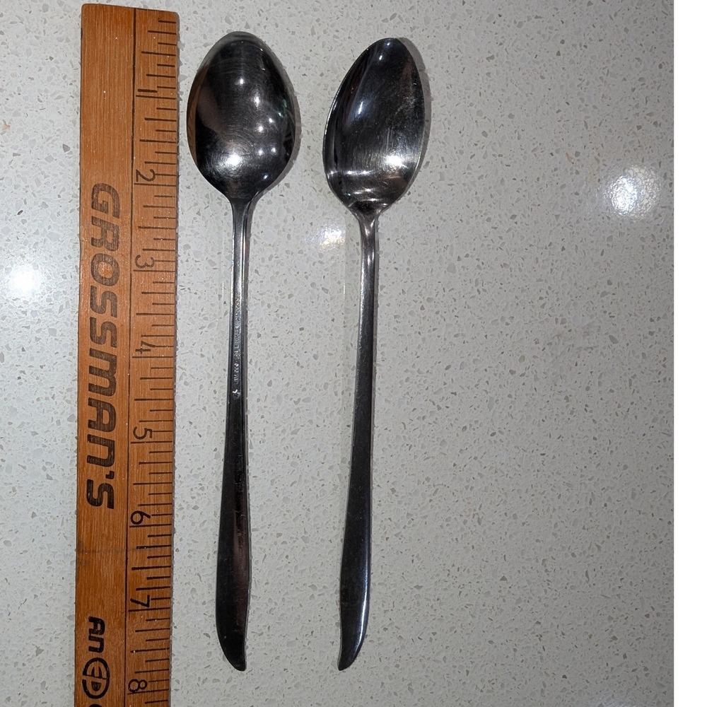 Linmark Iced Tea Spoons Silver Stainless Steel Long Handle Set of 8 Vintage